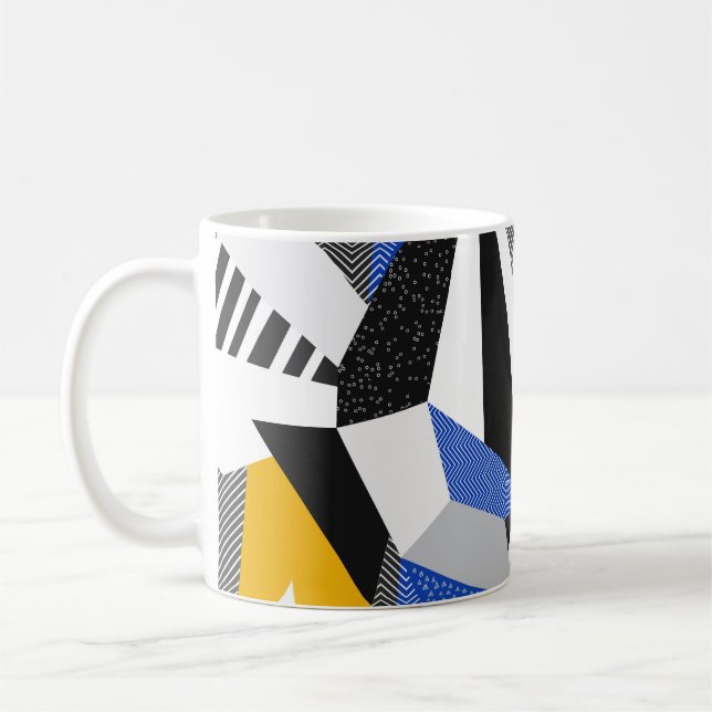 Memphis Stil: Kreativ Geometric Collage. Kaffemugg (Vänster)