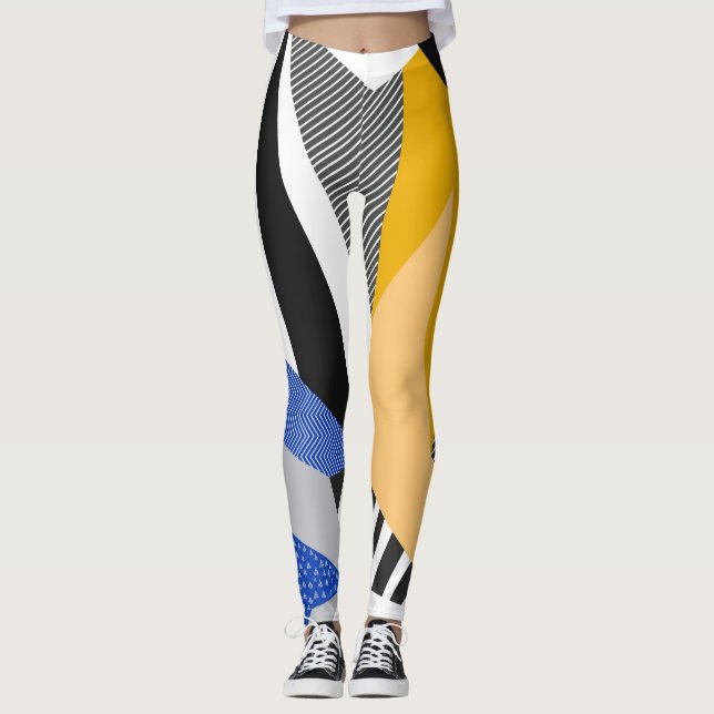 Memphis Stil: Kreativ Geometric Collage. Leggings (Framsida)