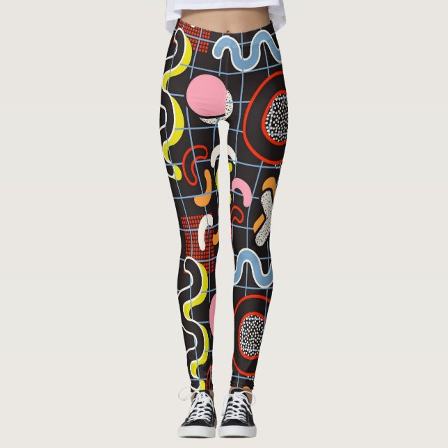 Memphis Stil Pop art Geometric abstrakt nr 1 Leggings (Framsida)