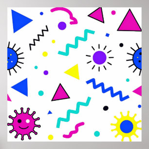 Memphis-stil Retrovirus-mönster Neon Poster