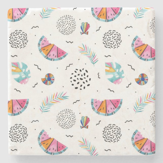 Memphis Stil Tropical Summer Mönster Underlägg Sten (Framsidan)