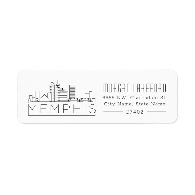 Memphis Stylized Skyline | Returadress Etikett (Framsidan)