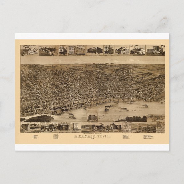 Memphis Tennessee 1887 Vykort (Framsida)
