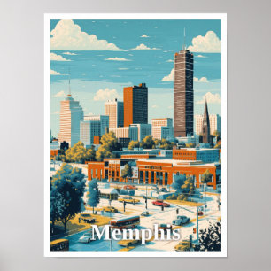 Memphis Tennessee Art Vintage resor Illustration Poster