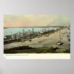 Memphis Tennessee, Boats at a Wharf 1906 Vintage Poster
