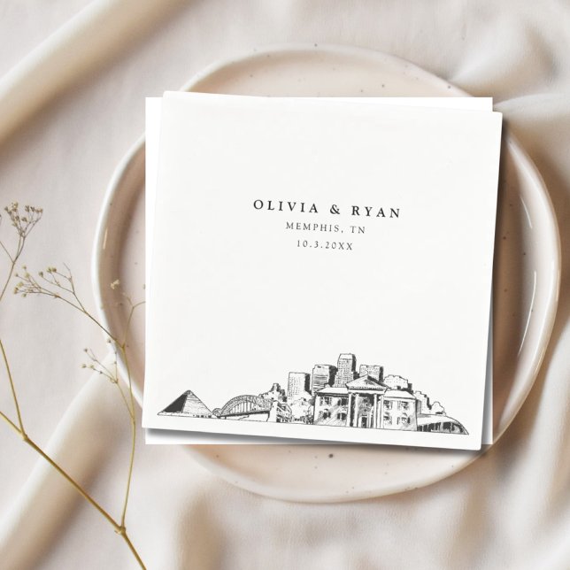 Memphis Tennessee Bröllop Papper Cocktail Napkin Pappersservett (Memphis Wedding Napkins)
