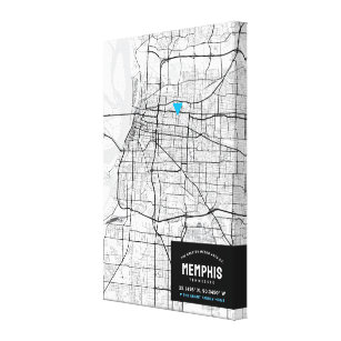 Memphis, Tennessee City Karta + markera din plats Canvastryck