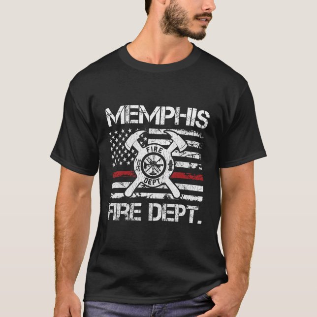 Memphis Tennessee Fire Dept Thin Red Line Fire T Shirt (Framsida)