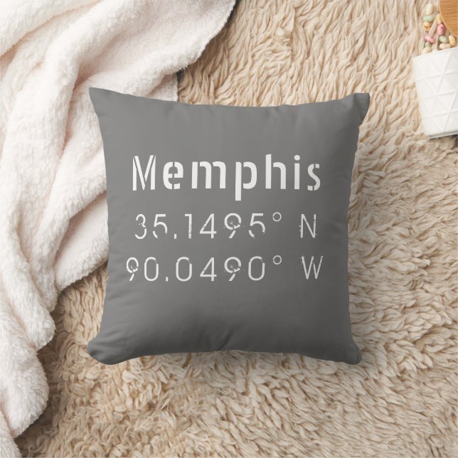 Memphis Tennessee Longitud Latitud Kastkudde Kudde (Filt)
