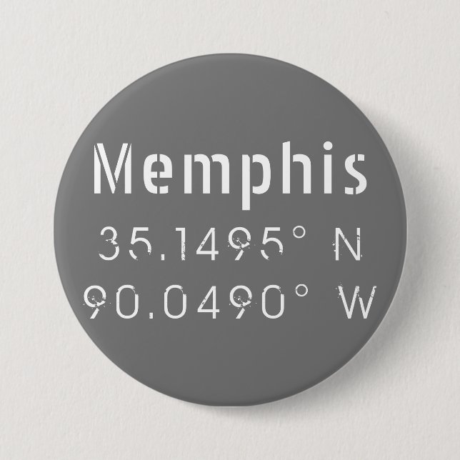 Memphis Tennessee Longitud Latitude Knapp (Framsida)