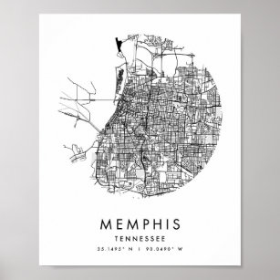 Memphis Tennessee Minimal Modern Circle Street Kar Poster