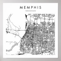 Memphis Tennessee Minimal Modern Street Karta
