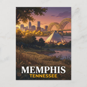 Memphis Tennessee Mississippi River Siluett Resa Vykort