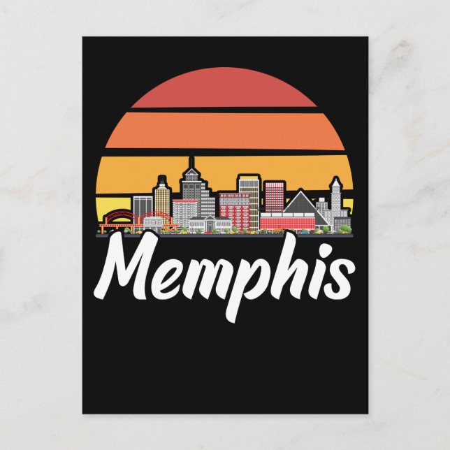 Memphis Tennessee Retro City Skyline Vykort (Framsida)