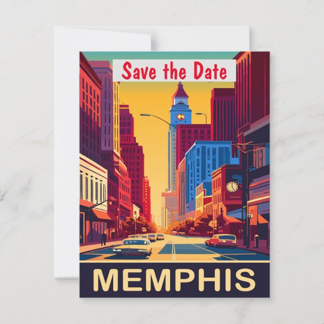 Memphis Tennessee Road Purple Bröllopsinbjudan Spara Datumet (Framsida)