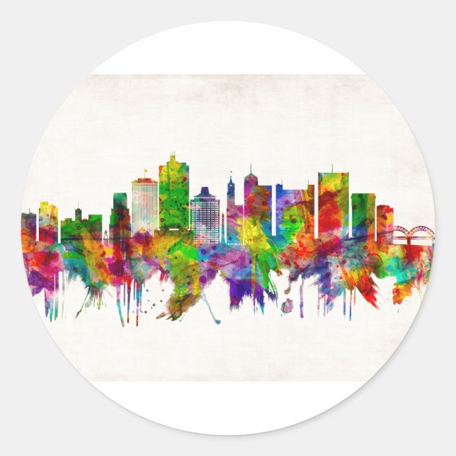 Memphis Tennessee Skyline Runt Klistermärke (Framsida)