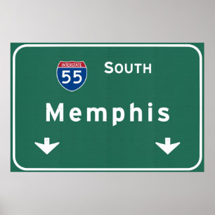 Memphis Tennessee tn Interstate huvudvägmotorväg Poster
