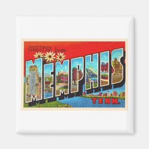 Memphis Tennessee TN Vintage Large Brev vykort Magnet