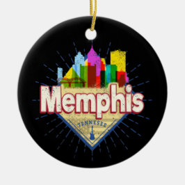 Memphis Tennessee United Stater Retro Skyline Julgransprydnad Keramik