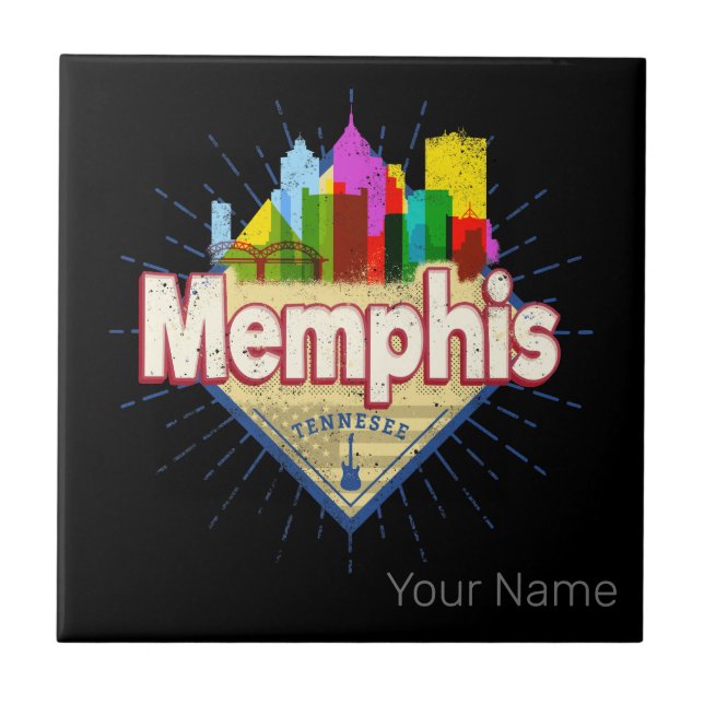Memphis Tennessee United Stater Retro Skyline Kakelplatta (Framsidan)