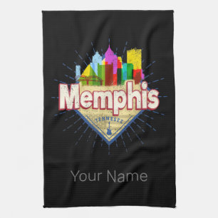 Memphis Tennessee United Stater Retro Skyline Kökshandduk