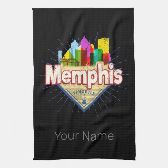 Memphis Tennessee United Stater Retro Skyline Kökshandduk (Vertikal)
