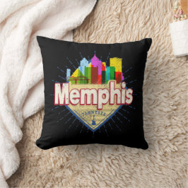 Memphis Tennessee United Stater Retro Skyline Kudde