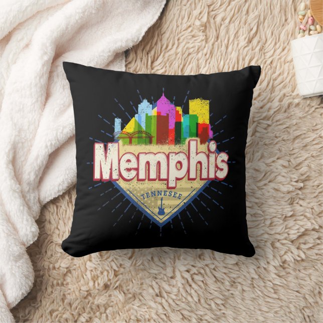 Memphis Tennessee United Stater Retro Skyline Kudde (Filt)