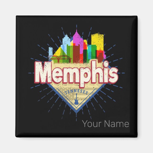 Memphis Tennessee United Stater Retro Skyline Magnet (Framsidan)
