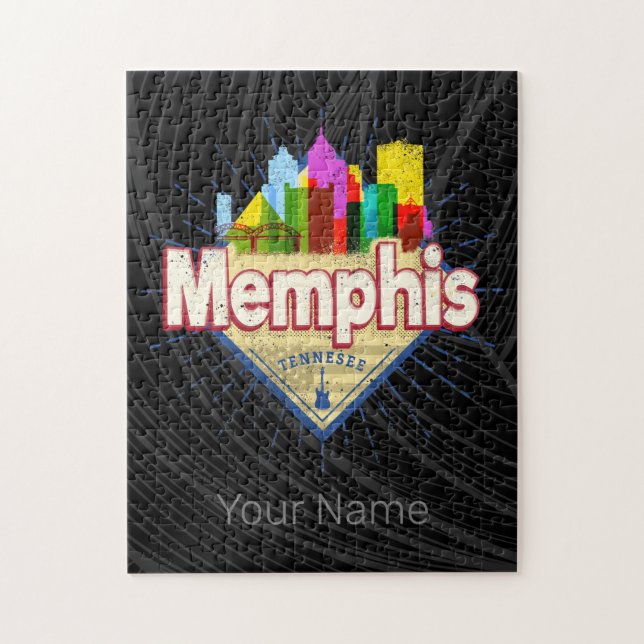 Memphis Tennessee United Stater Retro Skyline Pussel (Vertikal)