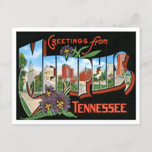 Memphis, Tennessee Vintage Big Brev Postcard Vykort