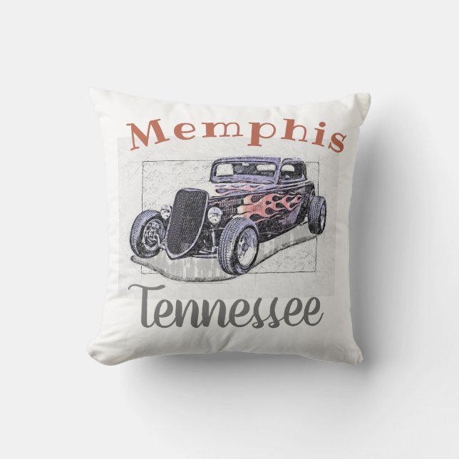 "Memphis Tennessee" Vintage Hotrod Kudde (Framsida)
