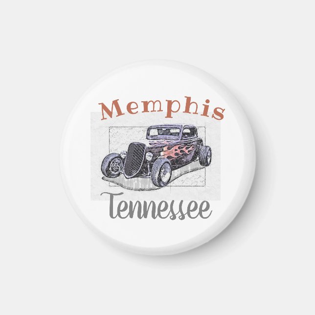 "Memphis Tennessee" Vintage Hotrod Magnet (Framsidan)