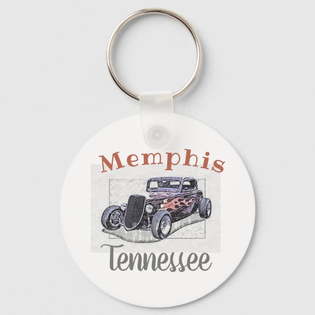 "Memphis Tennessee" Vintage Hotrod Nyckelring (Framsida)