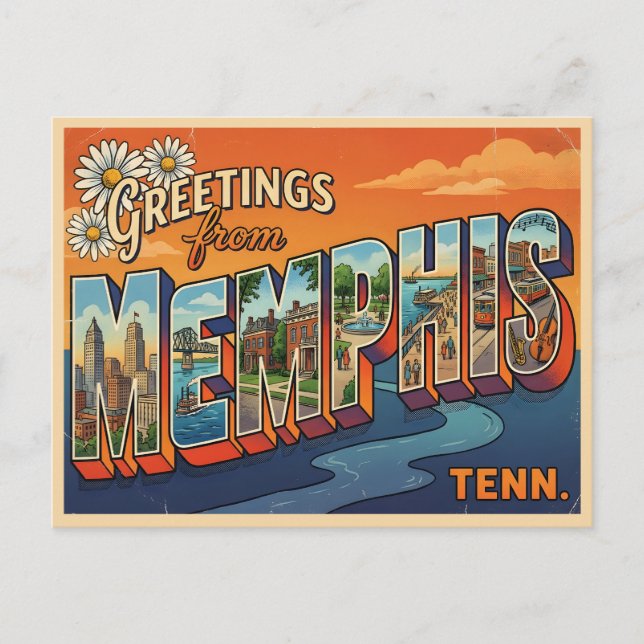 Memphis Tennessee Vintage Resoréser Vykort (Framsida)
