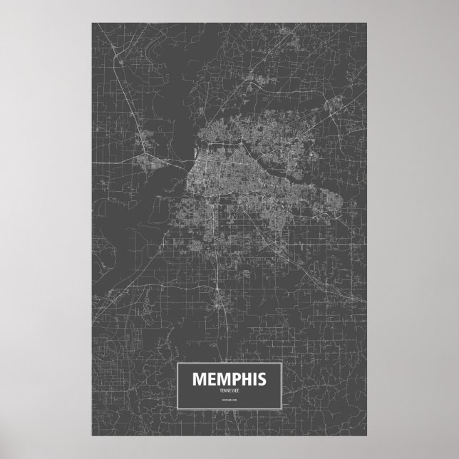 Memphis, Tennessee (vitt på svart) Poster (Framsidan)