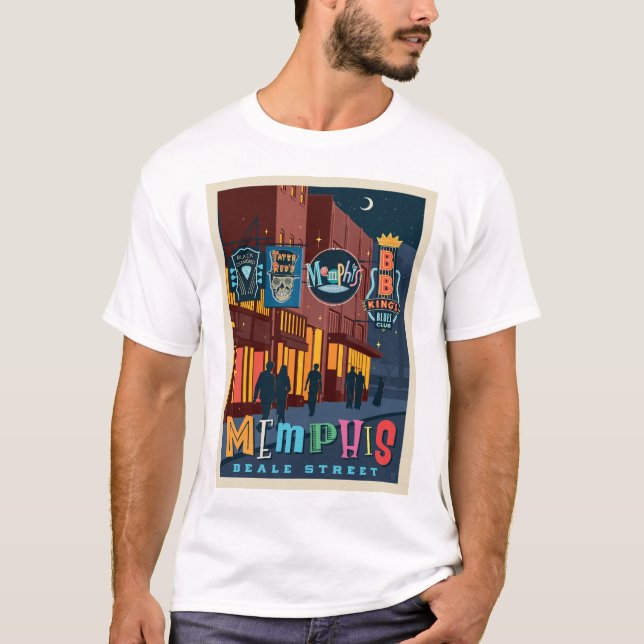 Memphis, TN | Beale Street Neon T Shirt (Framsida)