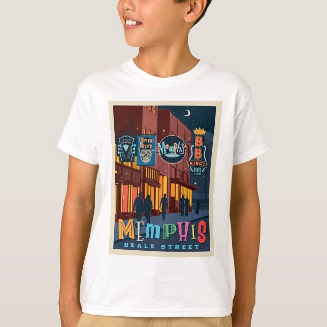 Memphis, TN | Beale Street Neon T Shirt (Framsida)
