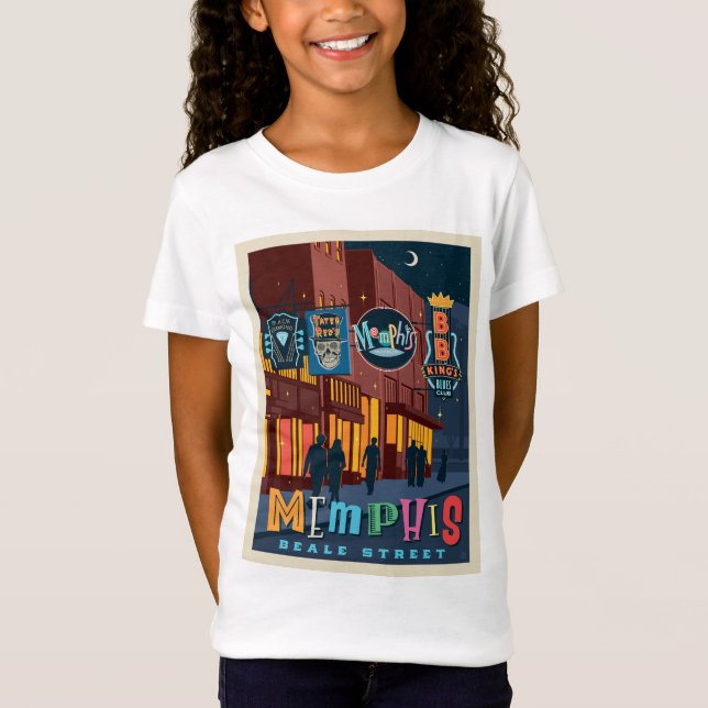 Memphis, TN | Beale Street Neon T Shirt (Framsida)