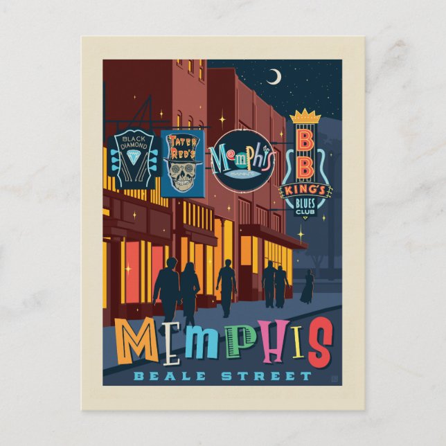 Memphis, TN | Beale Street Neon Vykort (Framsida)