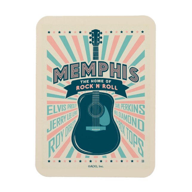 Memphis, TN: Guitar Series | Sten-N-Roll Magnet (Vertikal)