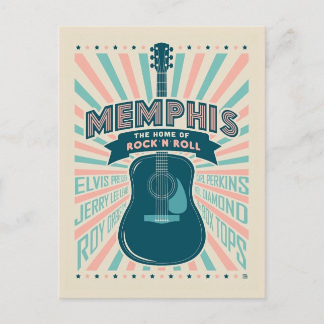 Memphis, TN: Guitar Series | Sten-N-Roll Vykort (Framsida)