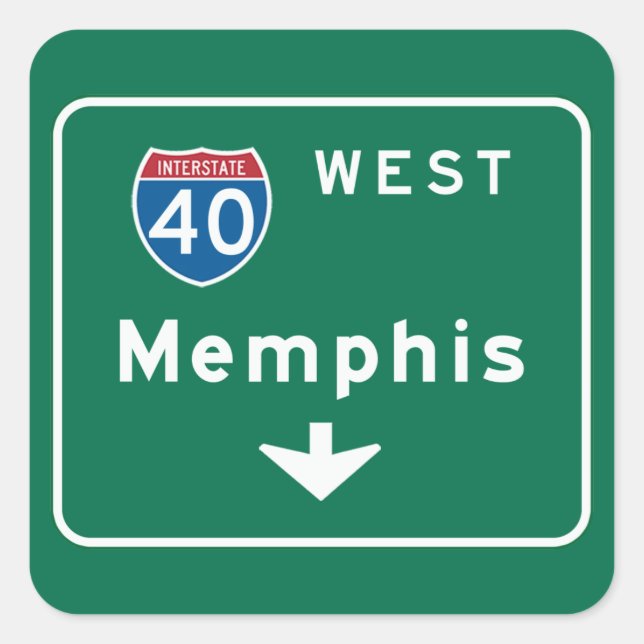 Memphis, TN Road Sign Fyrkantigt Klistermärke (Framsida)