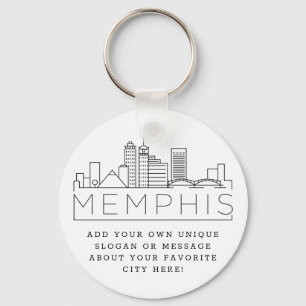 Memphis, TN Stylized Skyline Anpassningsbar Sloga Nyckelring