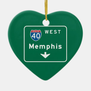 Memphis TN-vägmärke Julgransprydnad Keramik