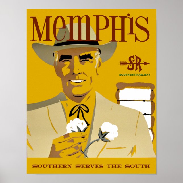 Memphis. Vintage Stil Travel Poster (Framsidan)