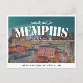 Memphis Wedding Save the Date Retro Skyline Vykort