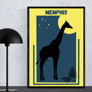 Memphis Zoo Tennessee Vintage Giraffe Poster