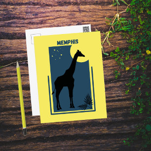 Memphis Zoo Tennessee Vintage Giraffe Vykort