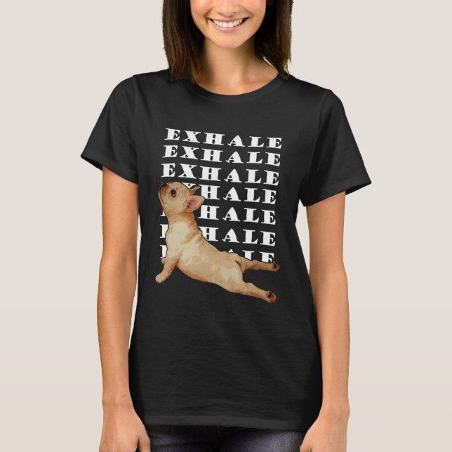 Men And Women French Bulldog Yoga Statue  Joga T Shirt (Framsida)